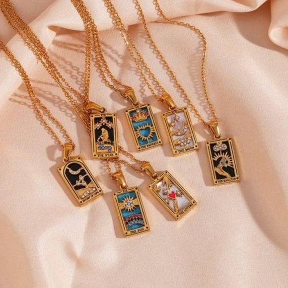 NEW 14K Gold Anthropologie Sun Tarot Card Pendant Necklace - Picture 7 of 10